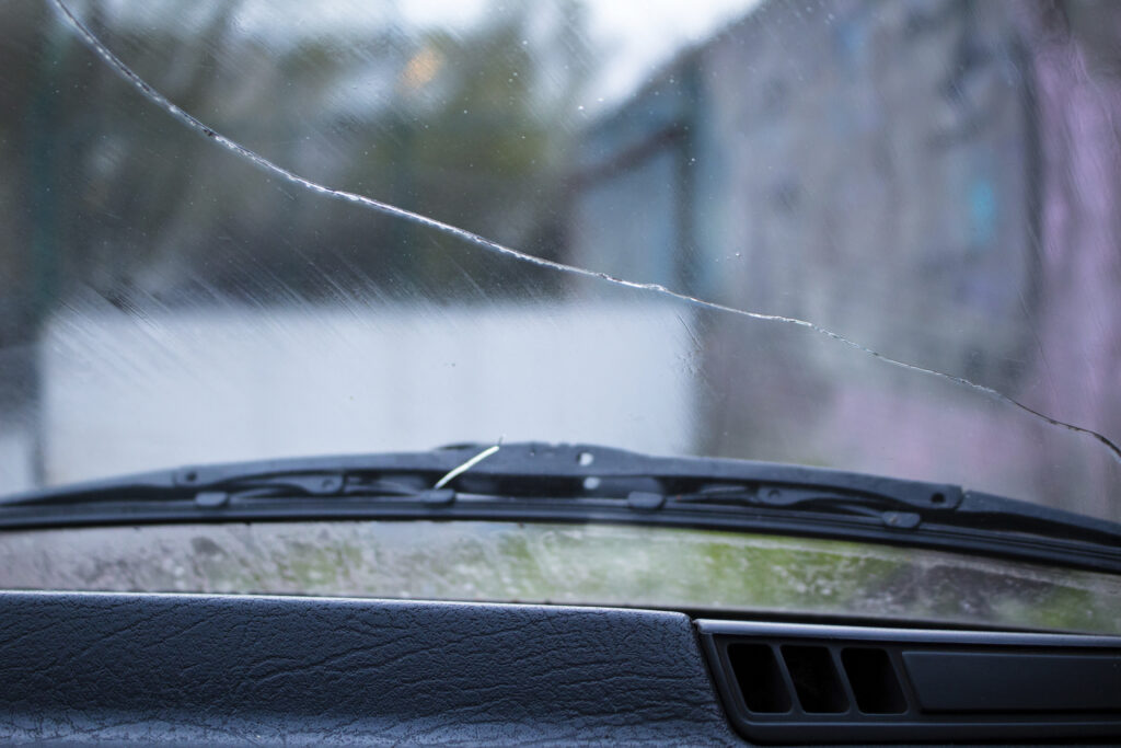 Crack on the windshield background. Crack a Windshield